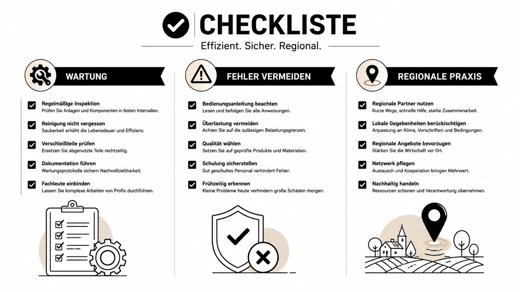 Eine Checkliste für Wartung, Fehlervermeidung und regionale Praxis in der Gebäudetechnik mit hilfreichen Tipps für effizientes Arbeiten.