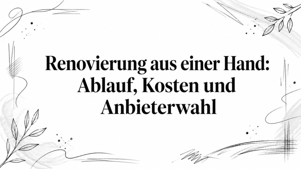 Renovierung aus einer Hand: Ablauf, Kosten und Anbieterwahl